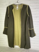 Chico&#39;s Open Front Cardigan Knit Long Sleeve Green Womens Size S 0 - $59.40
