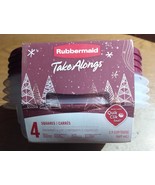 4 Food Storage Containers 2.9 Cups, Rubbermaid TakeAlongs Square Red Lid - $5.47 CAD