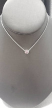 Solitaire necklace 1ct CZ bezel set Crystal pendant necklace Wedding day jewelry - £21.10 GBP