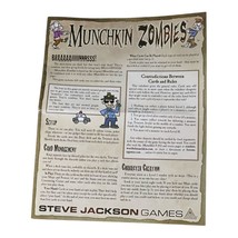 Game Parts Pieces Munchkin Zombies 2012 Steve Jackson Rules/Instructions... - $2.54