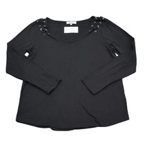 Crave Fame Women Shirt L Black Street Wear Style V Neck Long Sleeve Classic Chic - £17.85 GBP