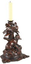Candlestick Candleholder MOUNTAIN Lodge Sitting Fox Resin Hand-Painted Carved - $229.00