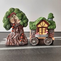 Fairy Garden Forest Figurines Set Of 2 Enchanted Fairy Cottage Houses Ho... - $9.95
