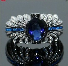 2.60 Ct Simulated Sapphire &amp; Diamond Men&#39;s Fashion Ring 14K White Gold Plated - £90.06 GBP