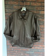 Jos A Bank Soft Brown Leather Jacket XL Signature Collection 5 Pocket Fu... - $171.00