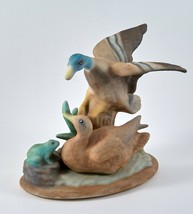 Porcelain Mallard Duck Figurine- Male, Female &amp; Frog 6.5&quot; Tall Vintage - £19.47 GBP