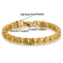 Men 5/10MM Golden Curb Chain Link Bracelet Hip hop Jewelry Gold Thick Heavy Copp - £17.49 GBP