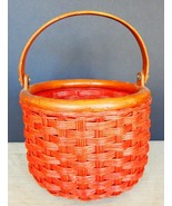 Vtg Dansk red wood wicker weave basket with handle rustic country farmhouse - $25.00