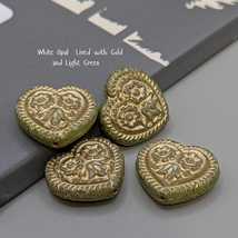 Heart and Flowers Czech Glass Beads 17*17mm - 4 beads - $5.00