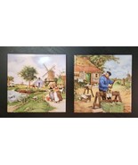Art Tile Trivets by Ter Steege Made In Holland Windmills Wooden Shoes Vi... - $39.35 CAD