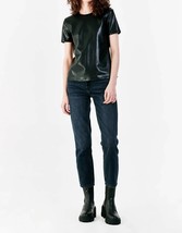 Dear John Denim women&#39;s reese mixed media short sleeve top in Black - size XS - $44.55