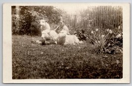 RPPC Carthage Indiana Boy With Baby Sheep Ruth Henley Family Photo Postcard A49 - £15.59 GBP