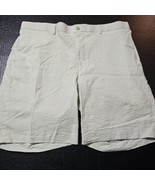 Louis Raphael Rosso Seersucker Cotton Shorts Striped Light Green Mens Si... - €11,68 EUR