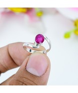 925 Sterling Silver Lab Created Ruby gemstone Women Ring jewelry - $16.26 CAD