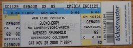 Buckcherry &amp; Avenged Sevenfold 2008 Original Ticket Stub Greensboro N.C.... - £6.68 GBP