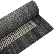 Horizon Grids Greyish Charcoal 100% Wool 4x6ft Handmade Living Room Handloom Rug - £283.08 GBP