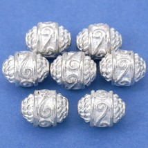 Bali Barrel Rope Silver Plated Beads 10.5mm 16 Grams 7Pcs Approx. - £5.43 GBP