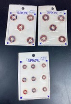 Buttons Supreme Plastic Swirl Marble Red white blue Vintage Unused Sewin... - £8.55 GBP