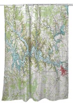 Betsy Drake Tims Ford Lake, TN Nautical Map Shower Curtain - £75.73 GBP