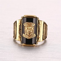 Modyle New Big Red Stone Rings for Men Jewelry Cool Gold-Color Large Rings Party - £17.00 GBP