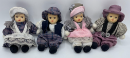 Boy &amp; Girl Dolls Set Porcelain Face Cloth Body Vintage Rare European Peasants - £5.96 GBP