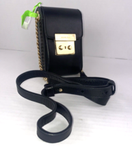 Michael Kors Bag Crossbody North South Phone Black Leather Pushlock Smal... - $71.27