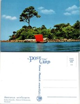 Thailand Nakhon Si Thammarat Sichon Seaside Boat Red Sail Flowers VTG Postcard - £7.37 GBP