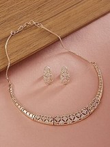 Jabells Rose Gold Cubic Zirconia Party Bling Necklace Earring set rakhi gift - £23.56 GBP