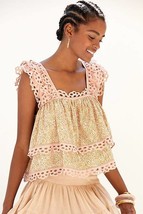 New Anthropologie Let Me Be Eyelet Tiered Swing Top $110 SMALL Neutral M... - £40.38 GBP