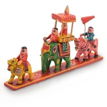 A Royal Procession of a Maharajah Wood Handicraft Hand Painted Wooden Handicraft - £15.35 GBP