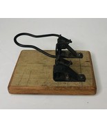 Vintage Wood Base Metal Double Hole Desktop Paper Punch 7&quot; x 5&quot; - $244.42 MXN