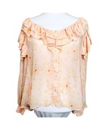 Free People Peach Pink Floral Boho Ruffle Shirt Size Small - $34.64