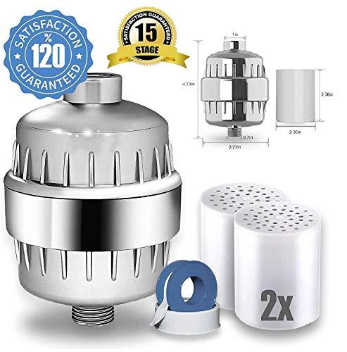 High Output Revitalizing 15 Stage Shower Filter - Reduces Dry Itchy Skin, Dandru