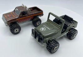 Road Champs GMC Hi Roller Pickup Truck &amp; Coyote Army Jeep 1982 Vintage 1:64 - $9.49