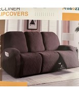 Stretch Recliner Sofa Covers 3-Pieces Chocolate Brown Fits total width 6... - £41.48 GBP