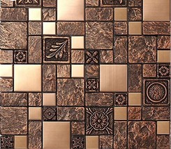 Retro Mosaic Copper Unique Tile for Kitchen Backsplash Fossil-look Ceram... - $14.95+