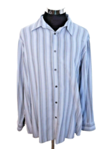 Alfani Dress Shirt Men&#39;s Size XLarge Blue-Gray Striped Long Sleeves Butt... - £13.45 GBP