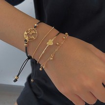 17KM Bohemian Gold Stone Chain Bracelets Set For Women Girls Fashion Geometric K - £9.51 GBP