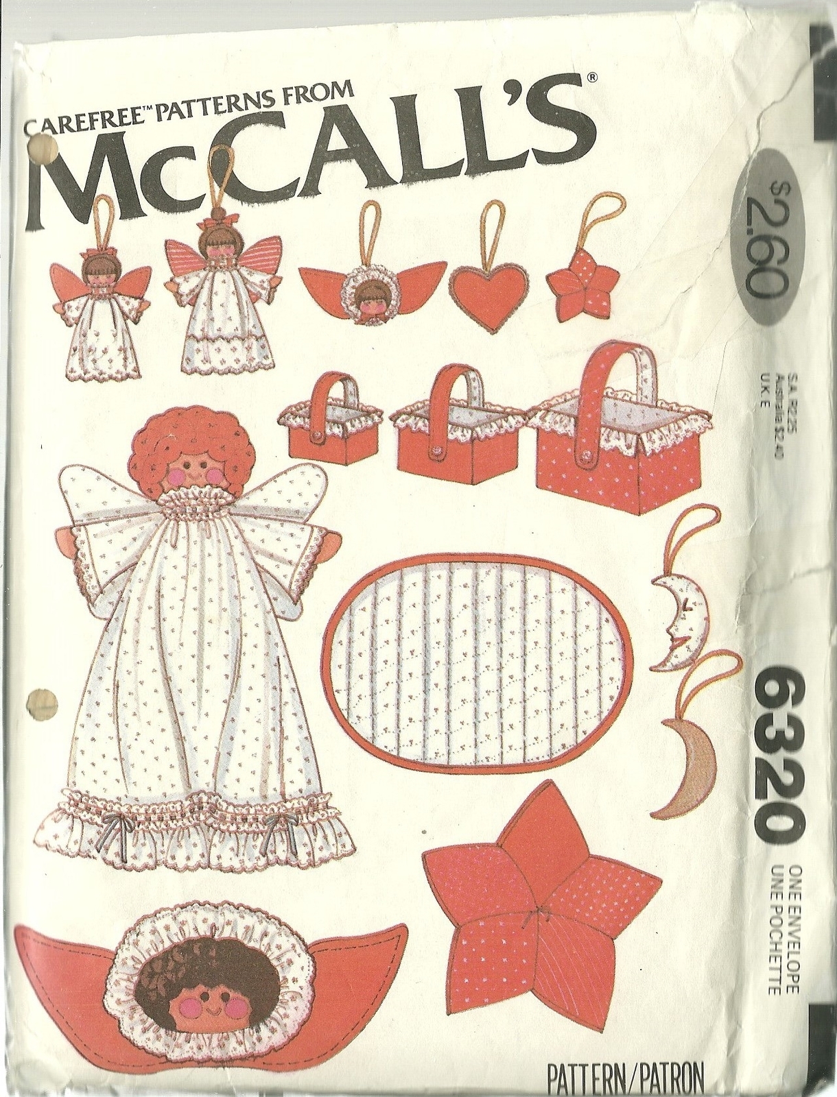 Primary image for McCall's Sewing Pattern 6320 Christmas Decorations Angel Ornaments Basket Used