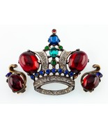 Trifari Sterling Silver Alfred Philippe Crown Brooch and Earrings Gorgeous - $15,796.79 MXN