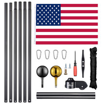 Yescom 30 Ft Aluminum Sectional Flagpole With 3X5 Ft Us Flag Gold Ball O... - $172.99