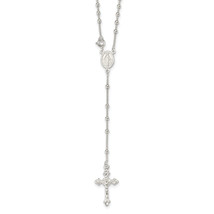 Silver Polished Bead Rosary 16 inch Necklace QH4993 - $83.61