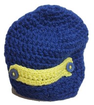 Knitted Winter Baby Child’s Hat Blue Yellow Handmade 6.25” Opening - £11.59 GBP