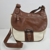 Vintage CHAPS Womens Crossbody Handbag Brown Faux Leather Mag Close - $26.18