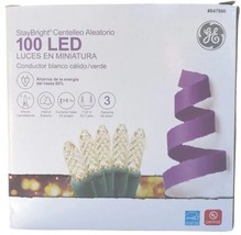 GE StayBright Random Sparkle 100 LED Miniature Lights Warm White Green Wire NEW - £18.59 GBP