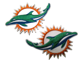 Miami Dolphins Embroidered PATCH Set~4 3/8&quot; x 3&quot;~Iron or Sew On~NFL - £6.90 GBP