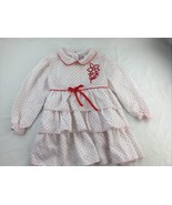 Vtg girl 3T sheer polka red dot dress red white made in USA - $19.79