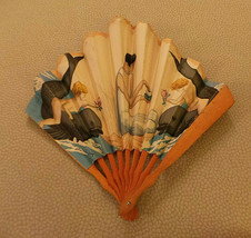 rare L.T. Piver Advertising Fan for Fetiche Scent w Dolphins; Lady 1920 ... - £141.59 GBP