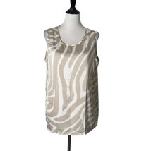Chico&#39;s Silky Satin Cami Sleeveless Blouse All Over Print Women&#39;s Size 2 Large - £11.81 GBP