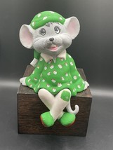 Christmas Mouse Shelf Sitter Figurine Ceramic 8 Inches Tall Vintage - $12.79